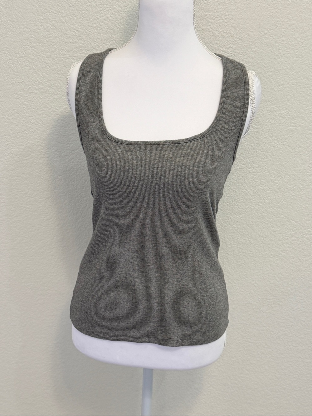 Sezane Gray Ribbed Tank Top